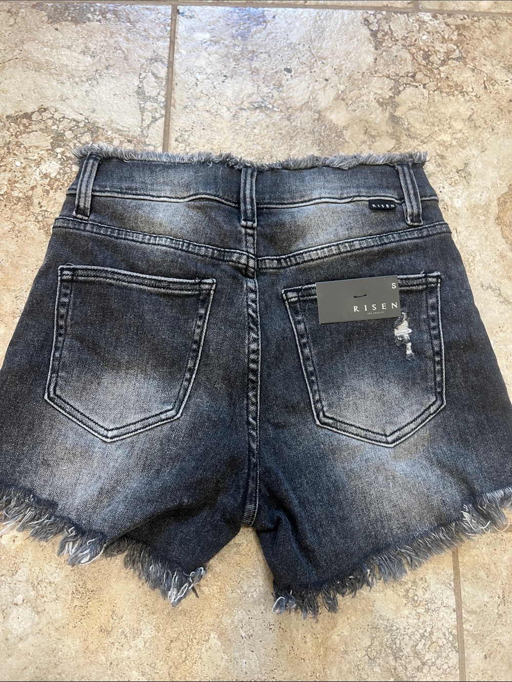 Risen Black Frayed Women’s Shorts - Picture 3 of 6